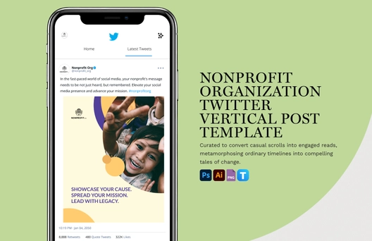 Nonprofit Organization Twitter Vertical Post Template