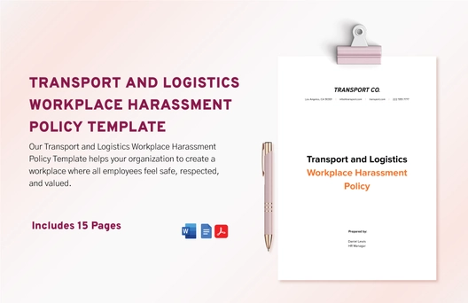 Transport and Logistics Workplace Harassment Policy Template