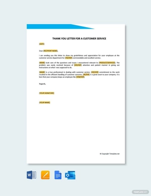 Thank You Letter For A Customer Service