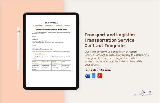 Transport and Logistics Transportation Service Contract Template