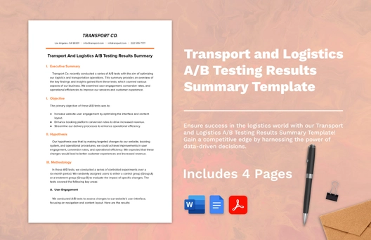 Transport and Logistics A/B Testing Results Summary Template