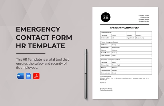Emergency Contact Form HR Template Emergency Contact Form HR Template