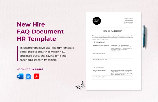New Hire FAQ Document HR Template
