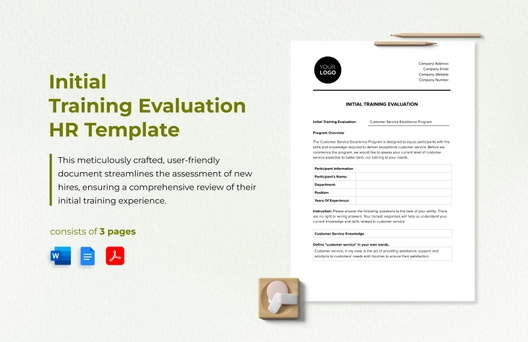 Initial Training Evaluation HR Template Initial Training Evaluation HR Template