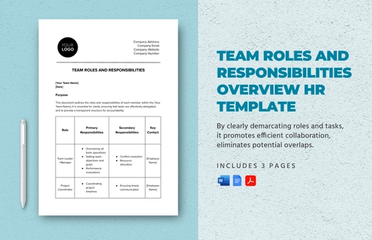Team Roles and Responsibilities Overview HR Template