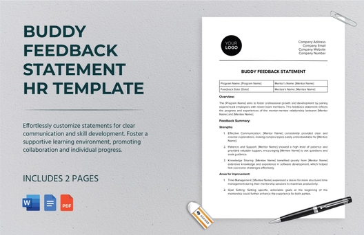 Buddy Feedback Statement HR Template Buddy Feedback Statement HR Template