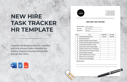 New Hire Task Tracker HR Template