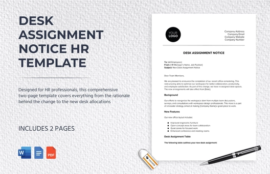 Desk Assignment Notice HR Template