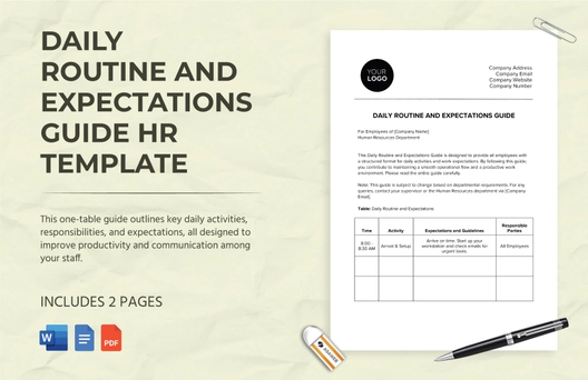 Daily Routine and Expectations Guide HR Template