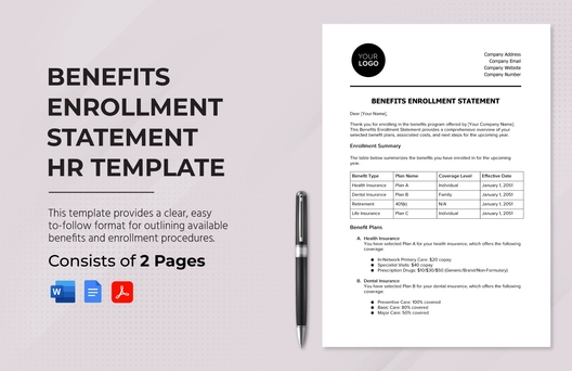 Benefits Enrollment Statement HR Template Benefits Enrollment Statement HR Template