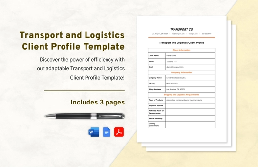 Transport and Logistics Client Profile Template