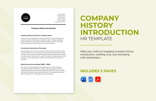Company History Introduction HR Template