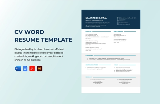 CV Word Resume Template