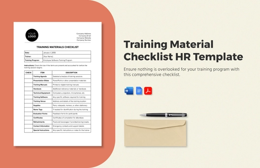 Training Material Checklist HR Template