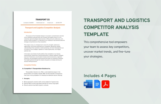Transport and Logistics Competitor Analysis Template