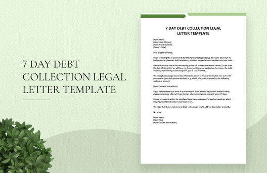 7 Day Debt Collection Legal Letter Template