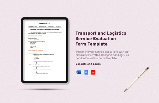 Transport and Logistics Service Evaluation Form Template