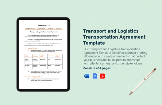 Transport and Logistics Transportation Agreement Template