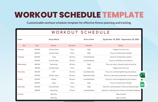 Workout Schedule Template