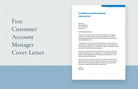 Customer Account Manager Cover Letter Customer Account Manager Cover Letter