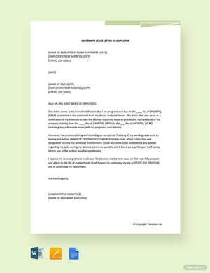 Maternity Leave Letter to Employer