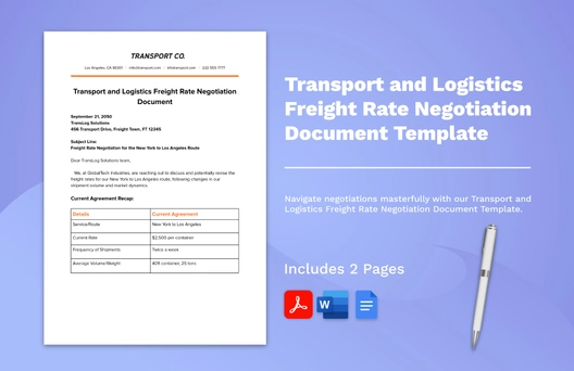 Transport and Logistics Freight Rate Negotiation Document Template