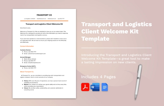 Transport and Logistics Client Welcome Kit Template