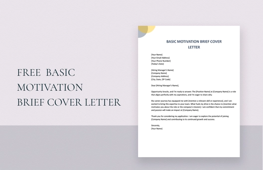 Basic Motivation Brief Cover Letter Template