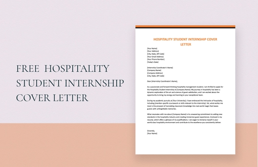 Hospitality Student Internship Cover Letter Template