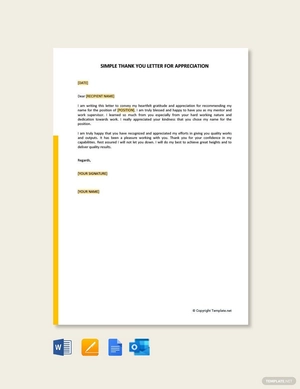 Simple Thank You Letter For Appreciation