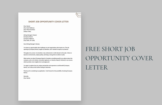 Short Job Opportunity Cover Letter Template
