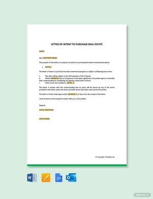 Letter Of Intent To Purchase Real Estate