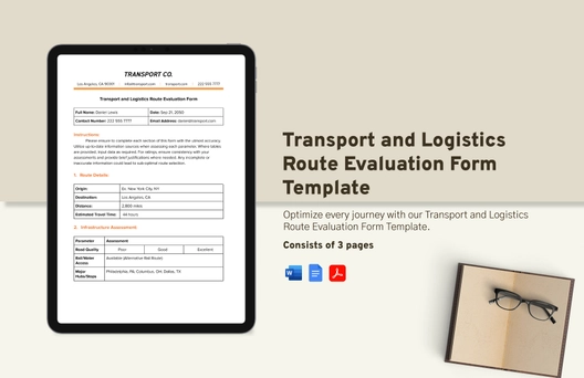 Transport and Logistics  Route Evaluation Form  Template
