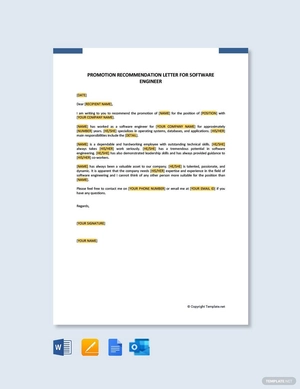 Promotion Recommendation Letter for Software Engineer