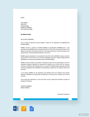 Pastoral Reference Letter for Teacher