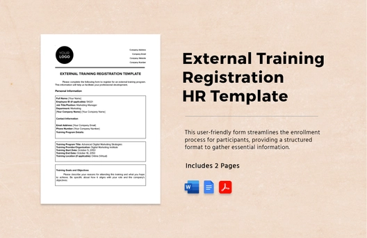 External Training Registration HR Template External Training Registration HR Template