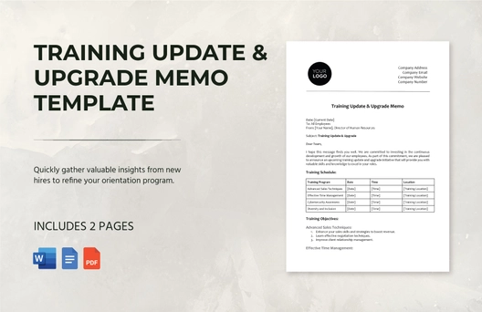 Training Update & Upgrade Memo HR Template