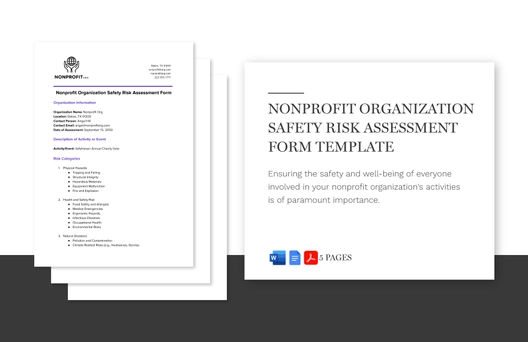 Nonprofit Organization Safety Risk Assessment Form Template