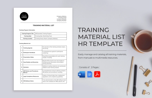 Training Material List HR Template