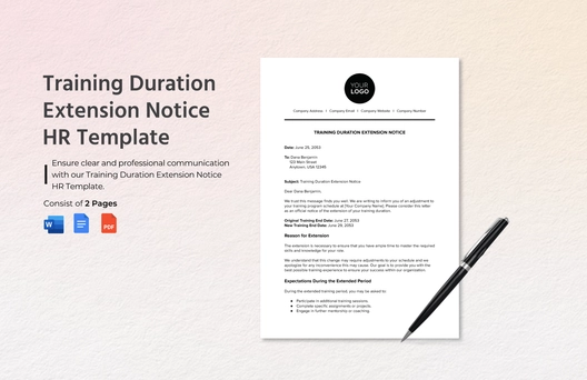 Training Duration Extension Notice HR Template