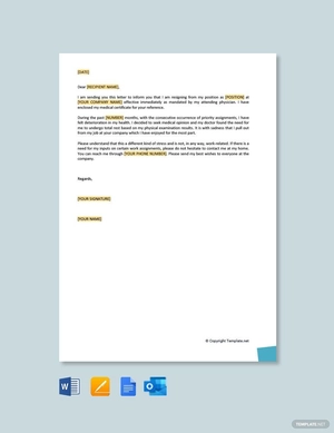 Resignation Letter Due To Health And Stress