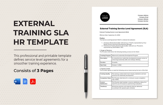 External Training SLA HR Template External Training SLA HR Template