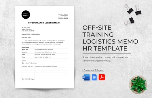 Off-site Training Logistics Memo HR Template