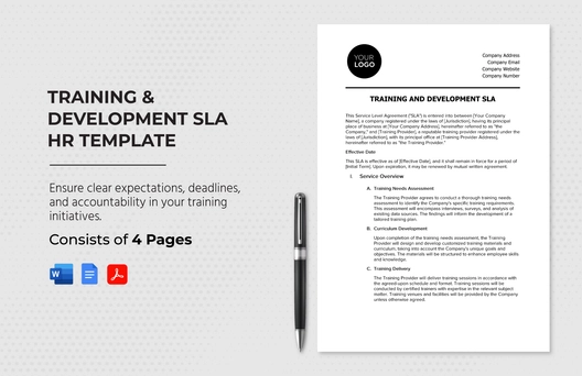 Training & Development SLA HR Template