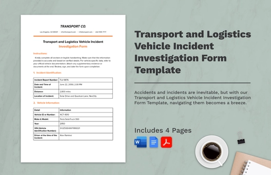 Transport and Logistics Vehicle Incident Investigation Form Template