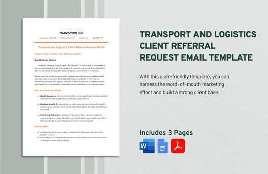 Transport and Logistics Client Referral Request Email Template