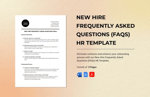 New Hire Frequently Asked Questions (FAQs) HR Template