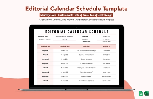 Editorial Calendar Schedule Template
