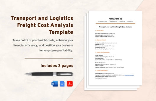 Transport and Logistics Freight Cost Analysis Template