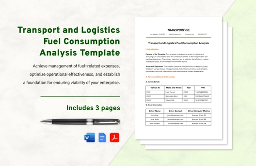 Transport and Logistics Fuel Consumption Analysis Template